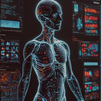 conceptual art representing the integration of digital systems into healthcare