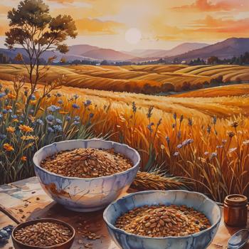 an artistic representation of flax and flaxseeds